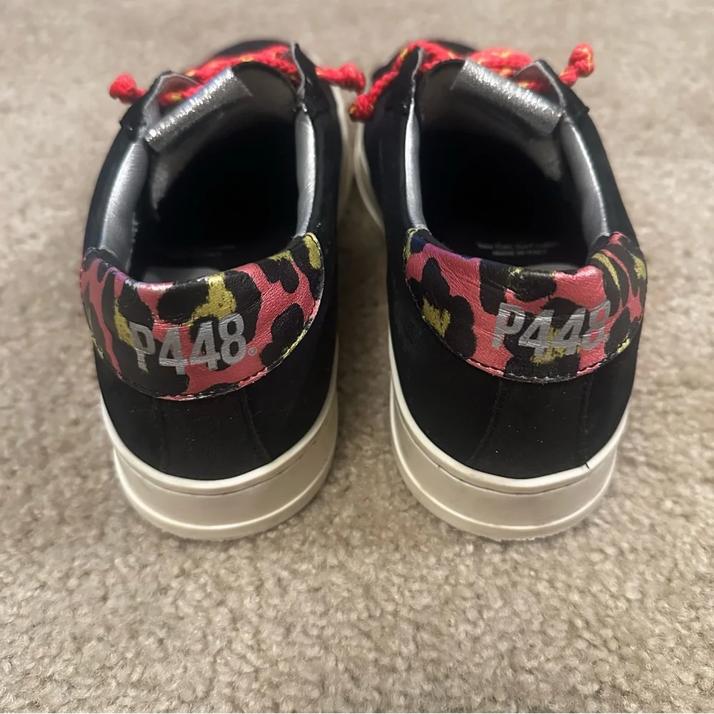 P448 Womens Jack Low Top Sneaker in Black/Leo Pink Glitter Shoes EU 42 US 10.5 - Picture 4 of 11